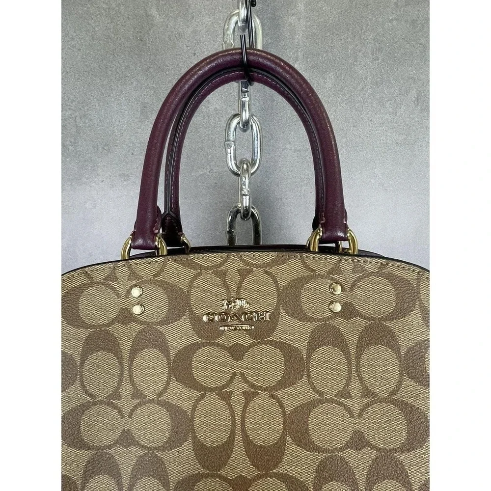 COACH LILLIE Mini Carryall Crossbody Signature Canvas‎ Boysenberry 91494 $398